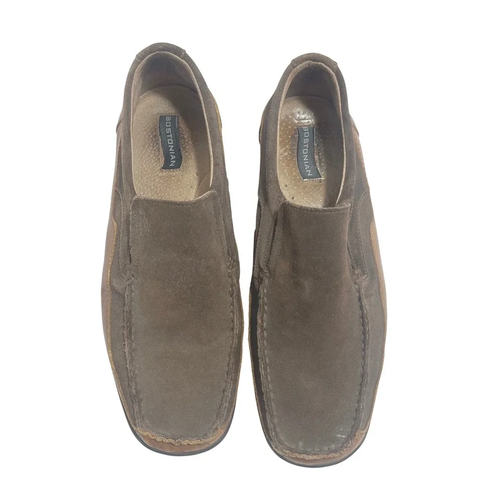 Bostonian Leather & Suede Slip On Moc Toe Loafers Driving Shoes 10 1/2 M Men's